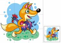 Сказка Кот, петух и лиса - разрезная картинка