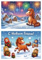 Новогодние открытки с лошадкой, 2026