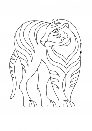 Тигр - скачать и распечатать раскраску. Русский алфавит, пропись для ребенка, разукрашка животных