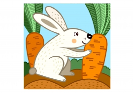 Раскраска Милый зайчик с морковкой - распечатать бесплатно
