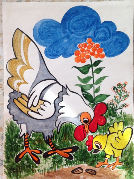«Петушок и бобовое зернышко» бесплатная раскраска для детей - мальчиков и девочек