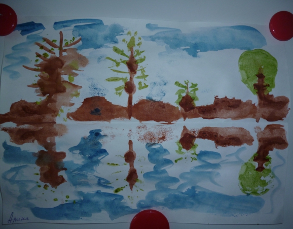 Рисование в средней группе на тему вода. Монотипия Пейзажная. Рисование монотипия в детском саду. Рисование вода подготовительная группа. Рисование на воде дерево.