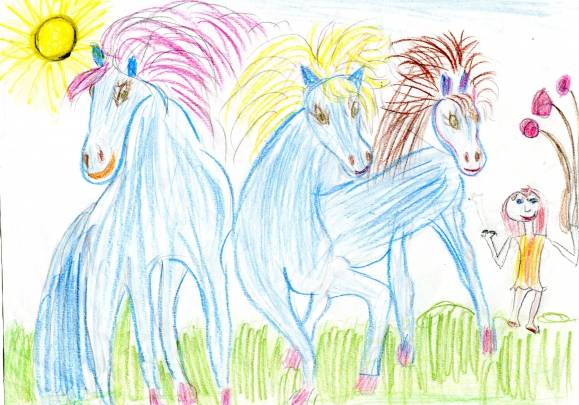 Раскраска Тройка Лошадей