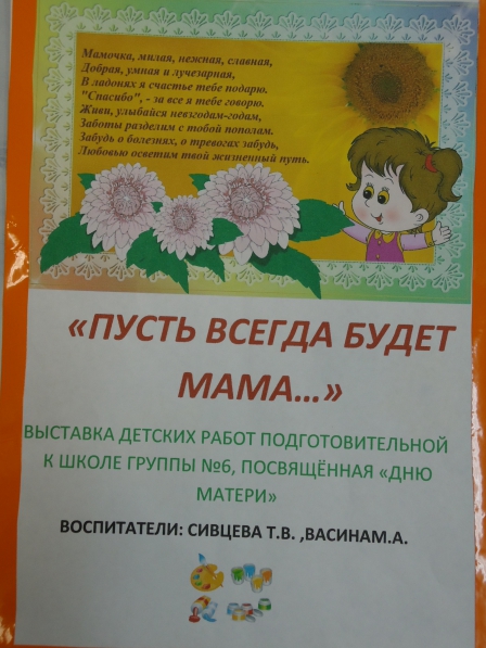 «Пусть всегда будет мама» Выставка детских работ в рамках реализации