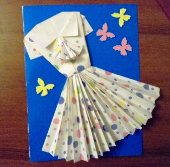 Скрапбукинг - лёгкая и красивая открытка своими руками с элементами оригами.