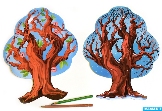 Дерево времена года рисунок для детей