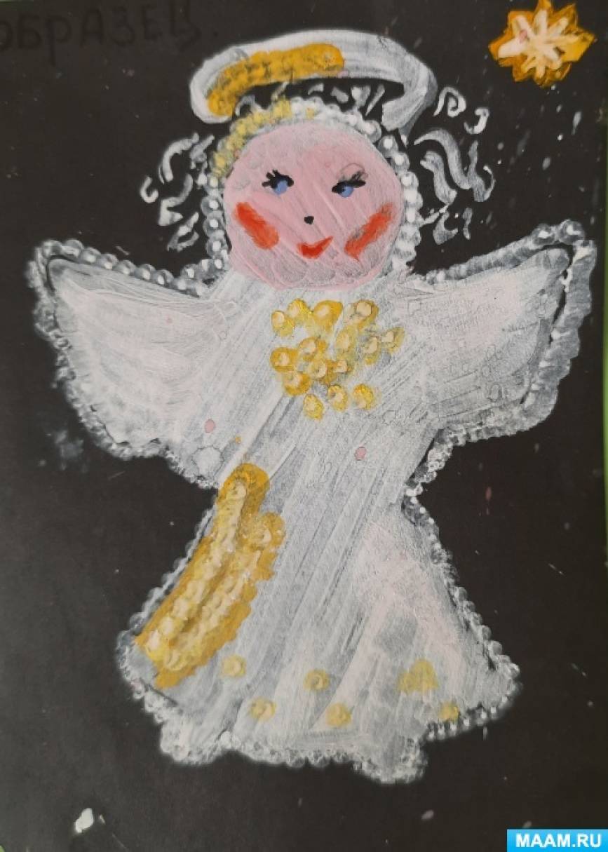 Рождественский ангел — винтажная открытка на Рождество