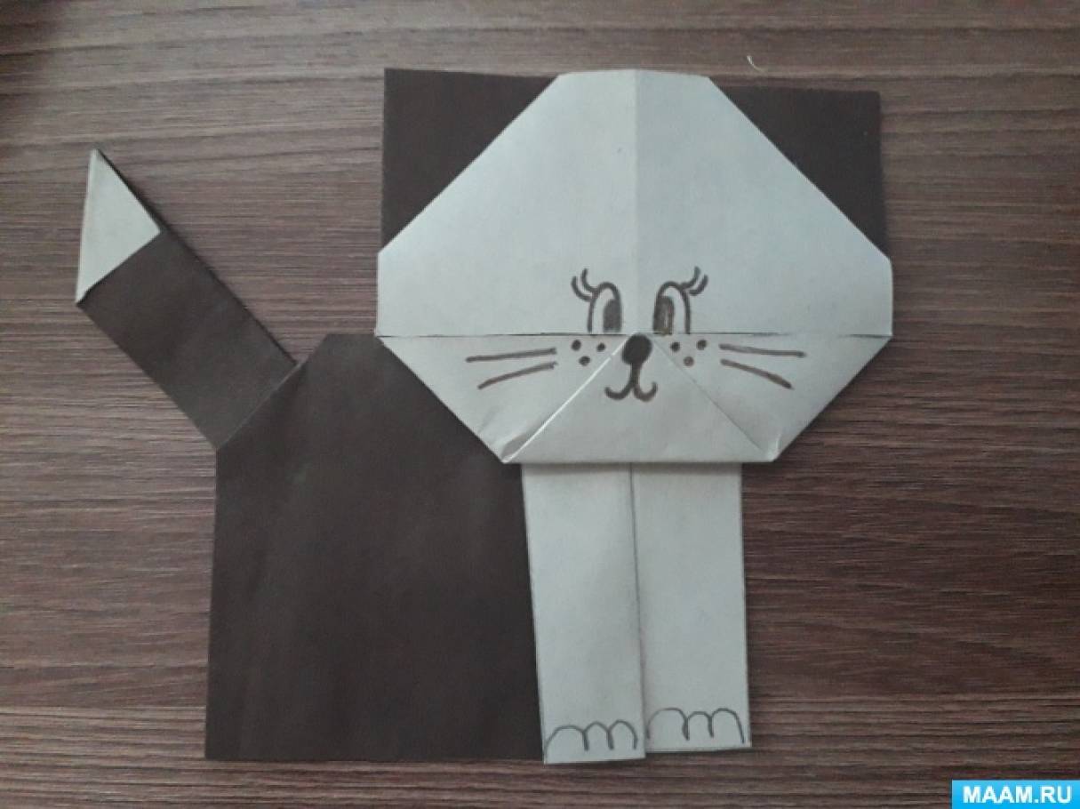 Как сделать кота из бумаги и раскрасить его в тигра. Diy оригами из бумаги А4. Поделки из бумаги.