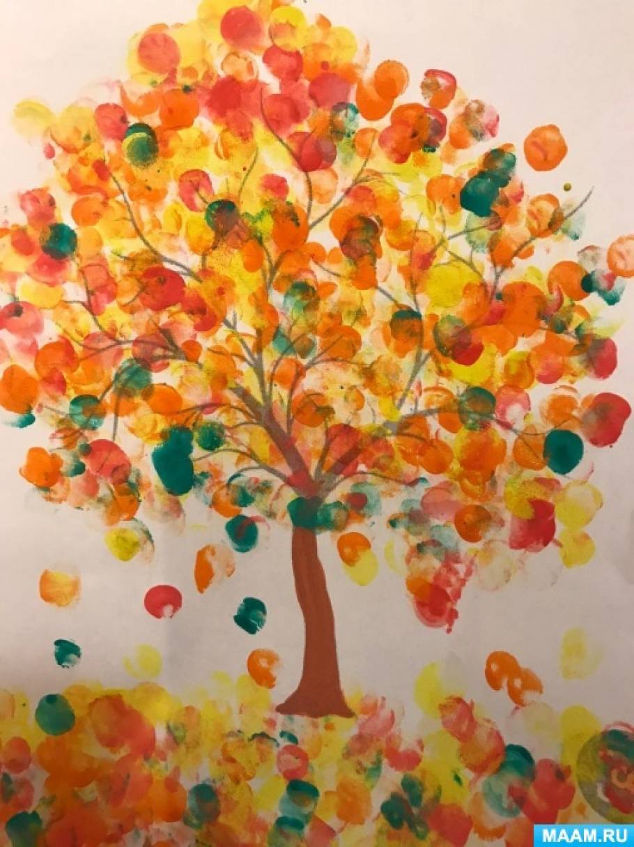 Рисунок осень с помощью губки (71 фото)