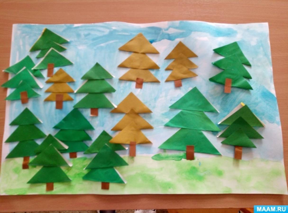 Лес из бумаги и картона - детские поделки | Поделки, Весенние поделки, Детские поделки