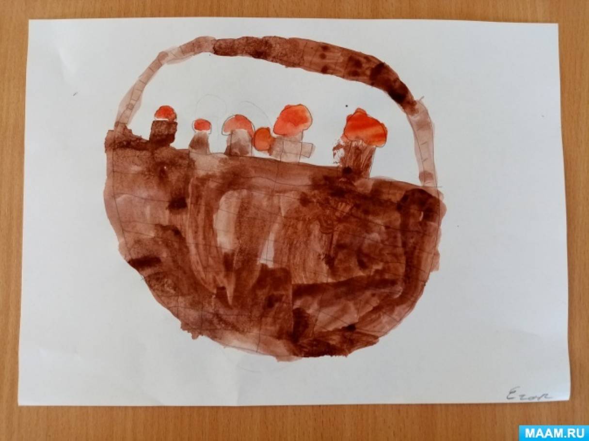 Рисунок детский корзина с грибами – Как нарисовать корзину с грибами, карандашом поэтапно?
