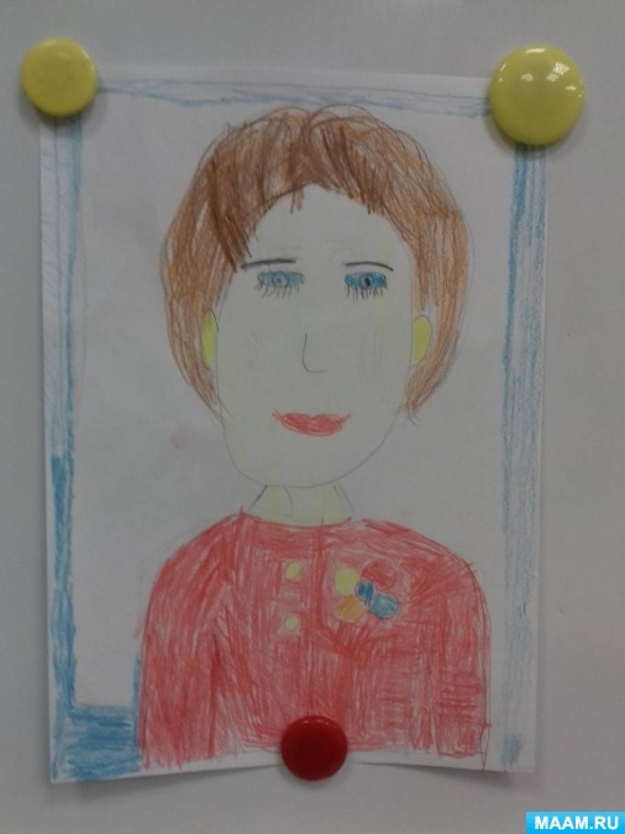 Портрет мамы рисунок детский сад