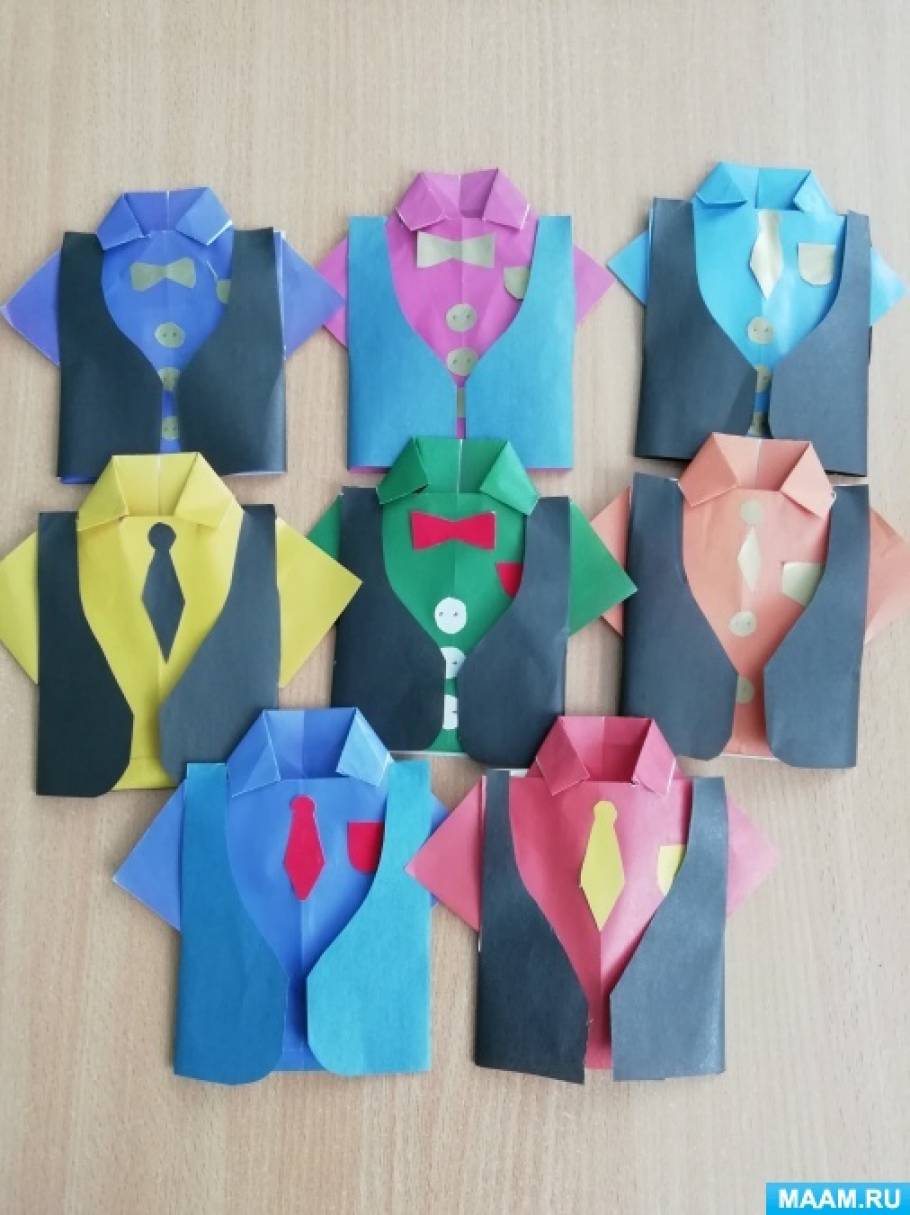 Как сделать рубашку с галстуком. Оригами рубашка из бумаги.