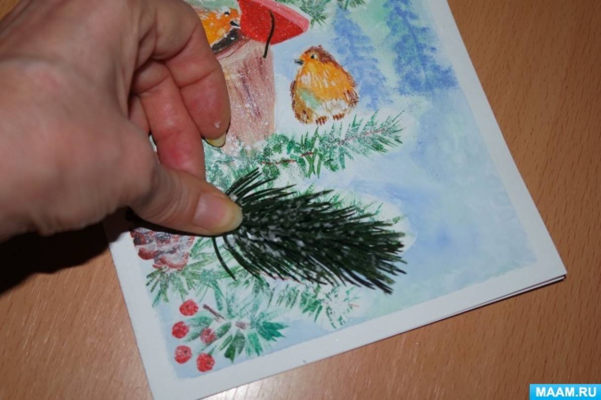 Как нарисовать открытку на Новый год акварельными красками — простой урок для новичков