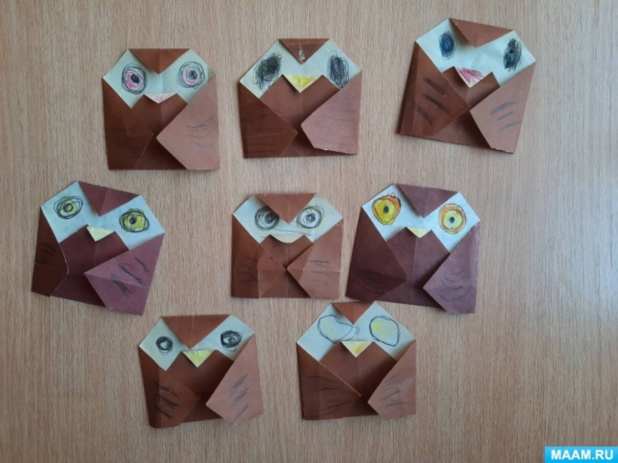 Прекрасная схема оригами - сова на ветке