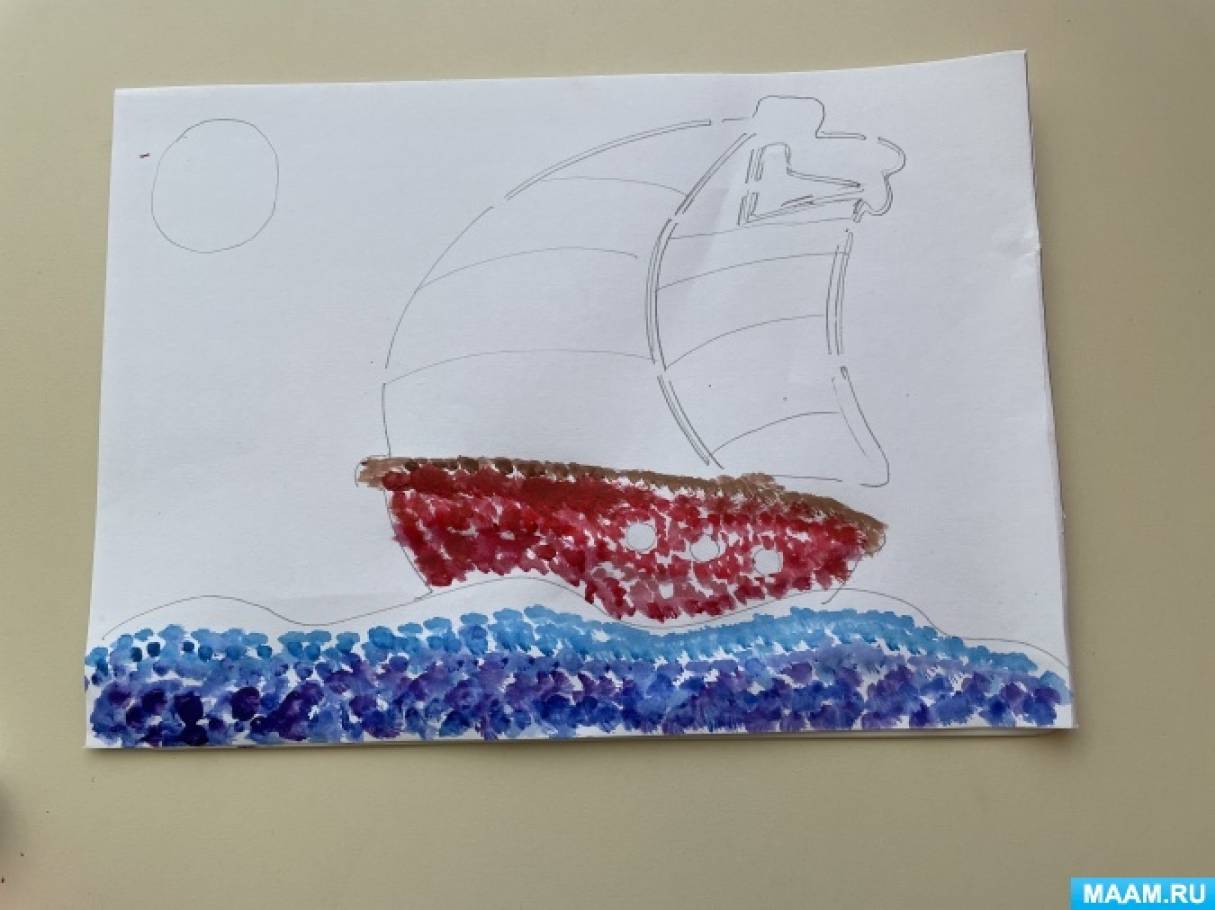 Как нарисовать корабль на комоде
