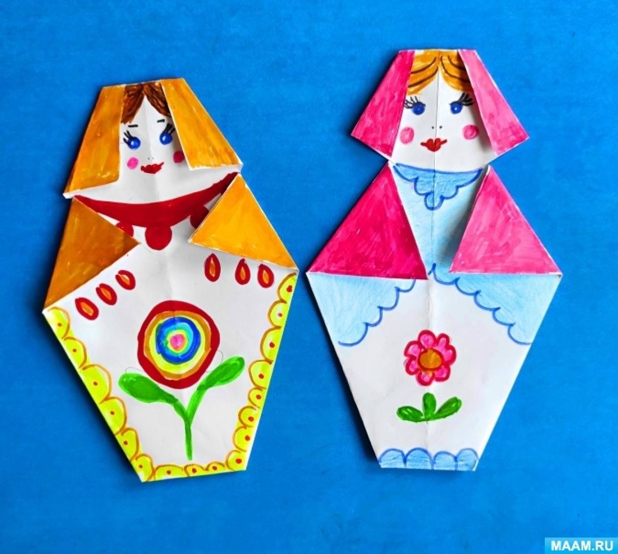 Матрешка оригами из бумаги схемы для дошкольников