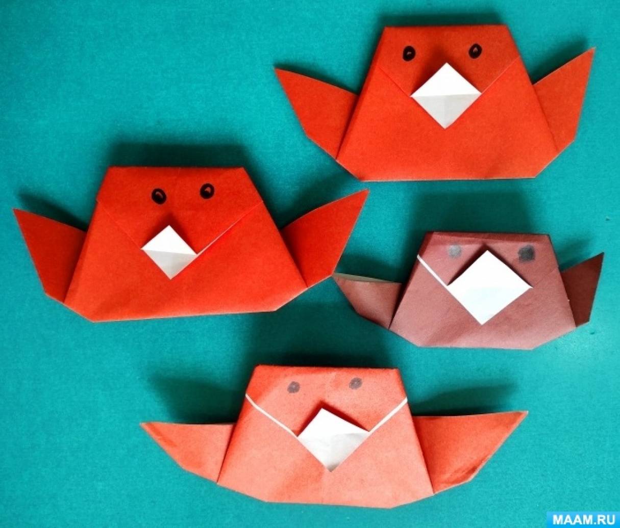 Оригами воробей пошагово