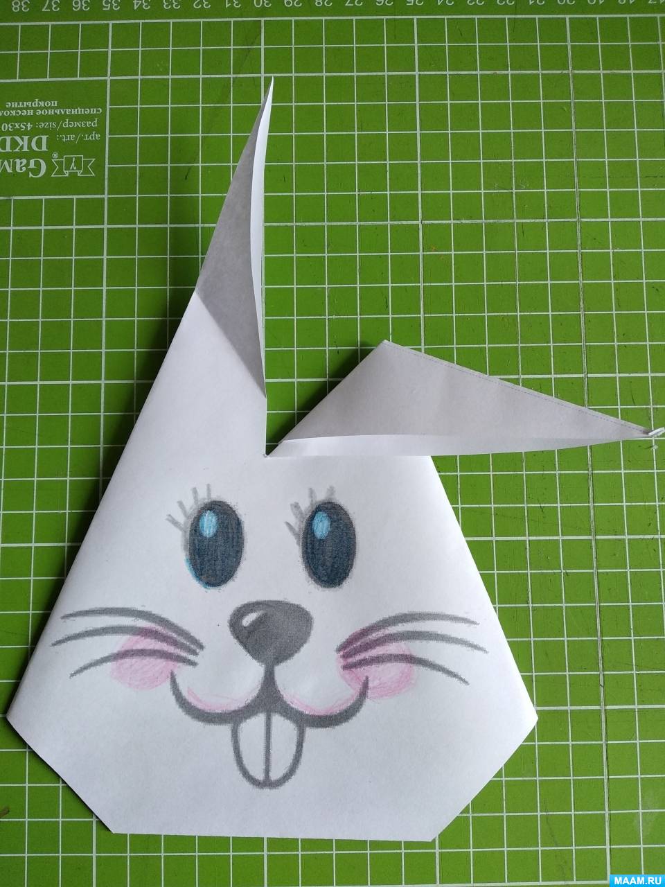 Кролик из бумаги - схема сборки оригами по шагам