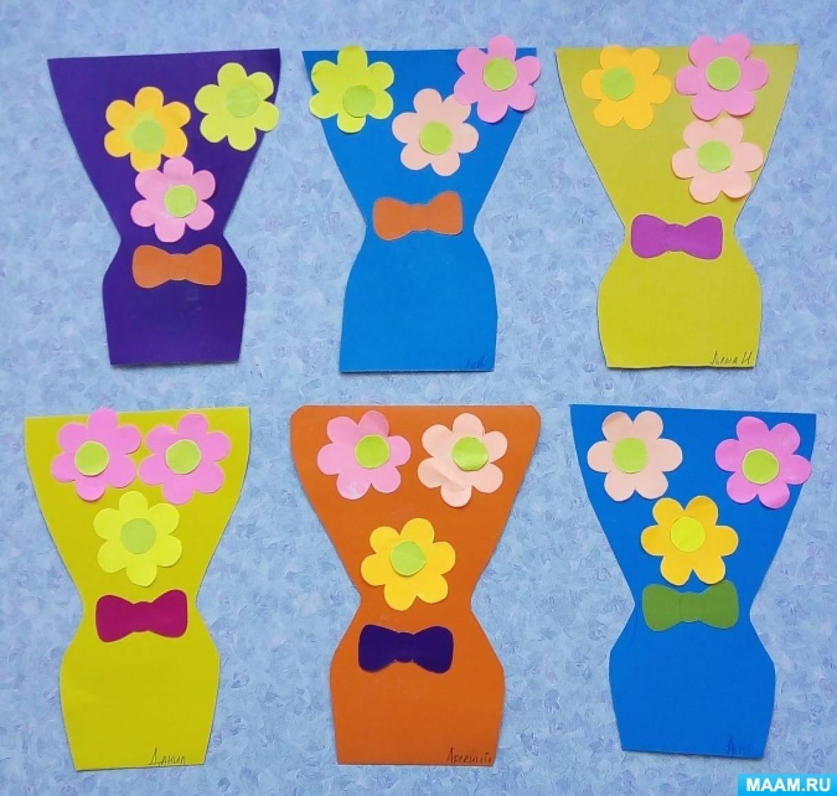 Как сделать аппликацию вазы с цветами