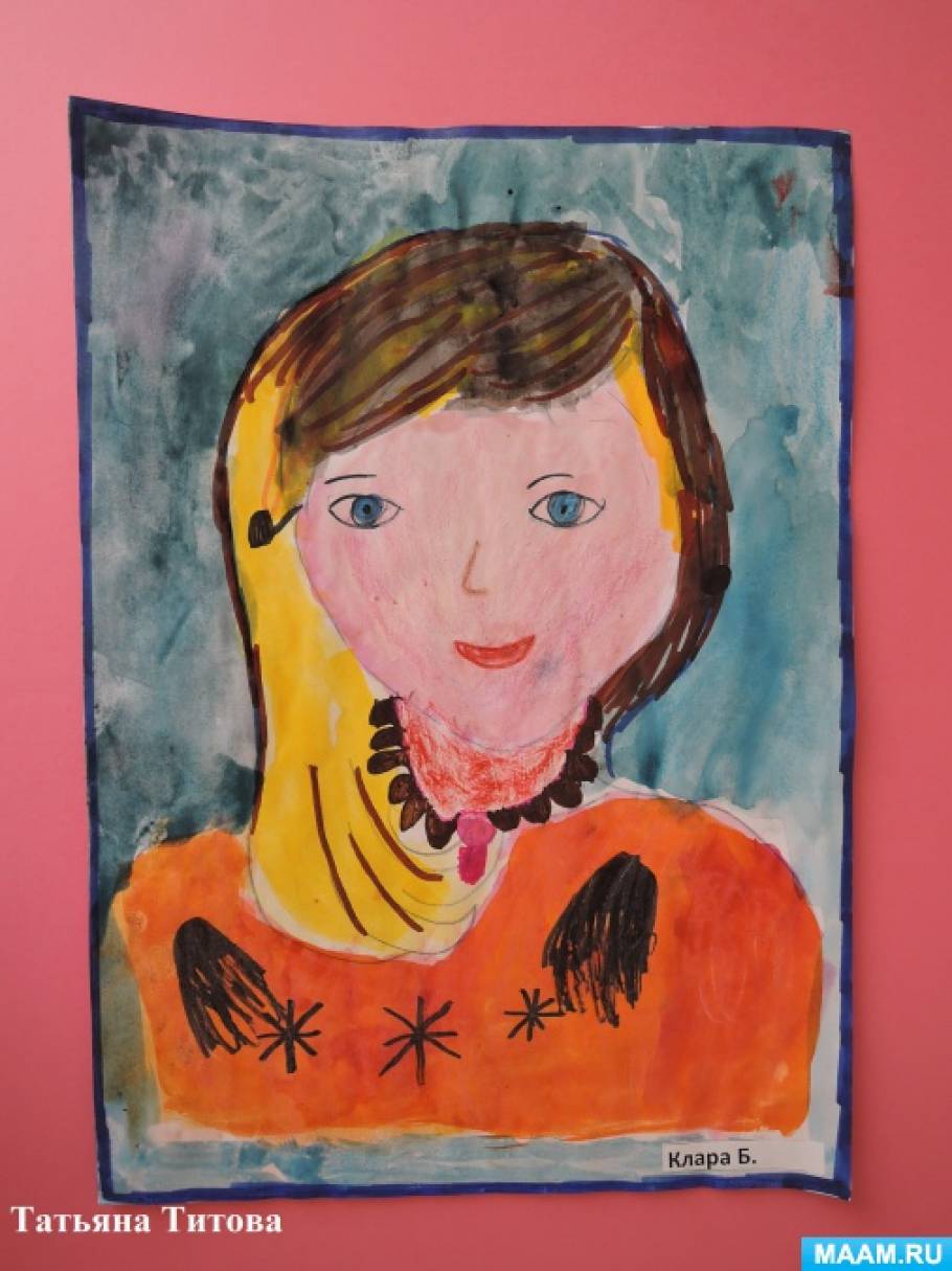 Портрет мамы рисунок детский сад. Рисунки детей портрет мамы в детском саду.