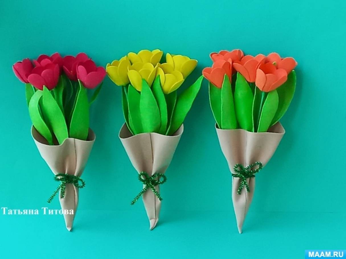 Букетик тюльпанов из фоамирана в подарок – Уроки Рукоделия
