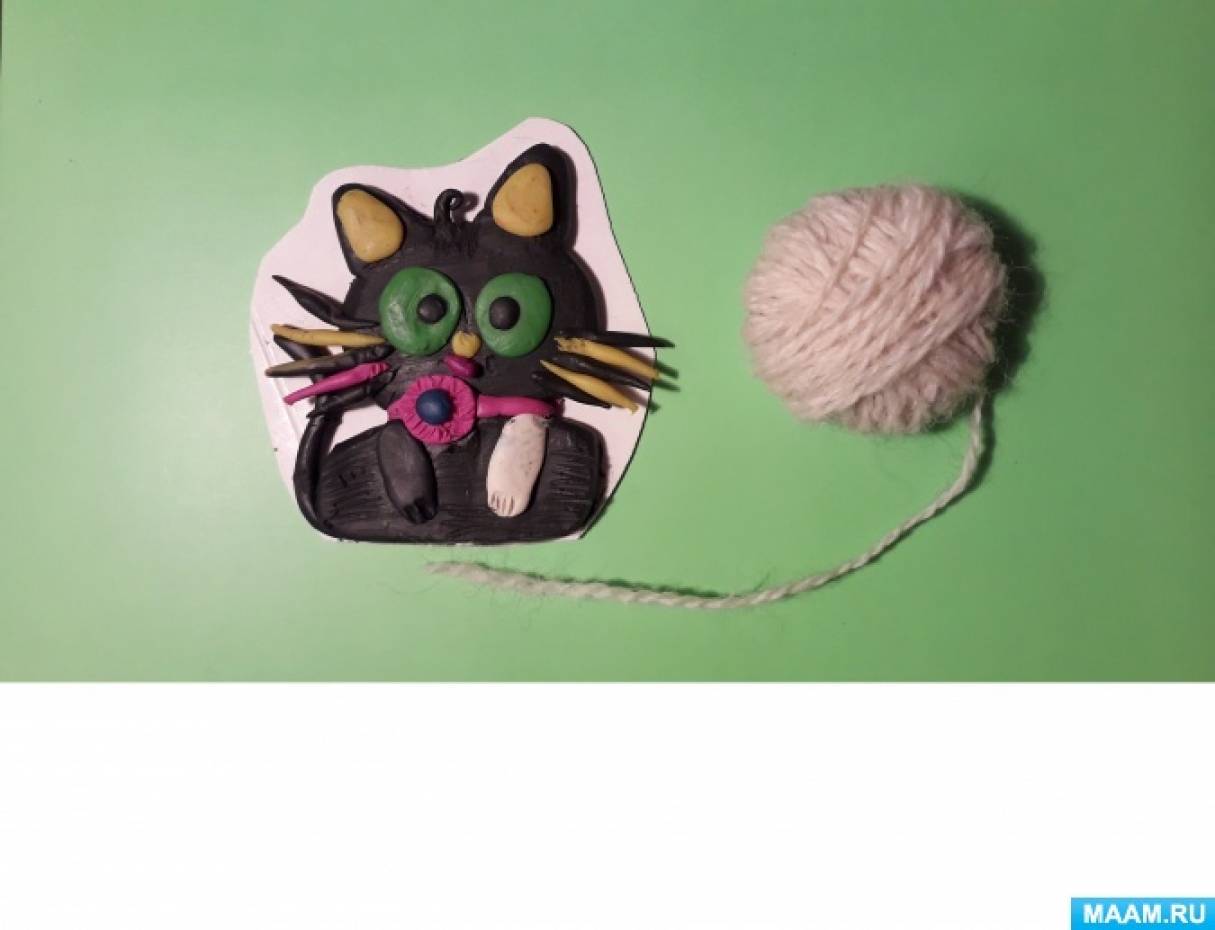 Пошаговая инструкция с фото как слепить из пластилина сидящую кошку
