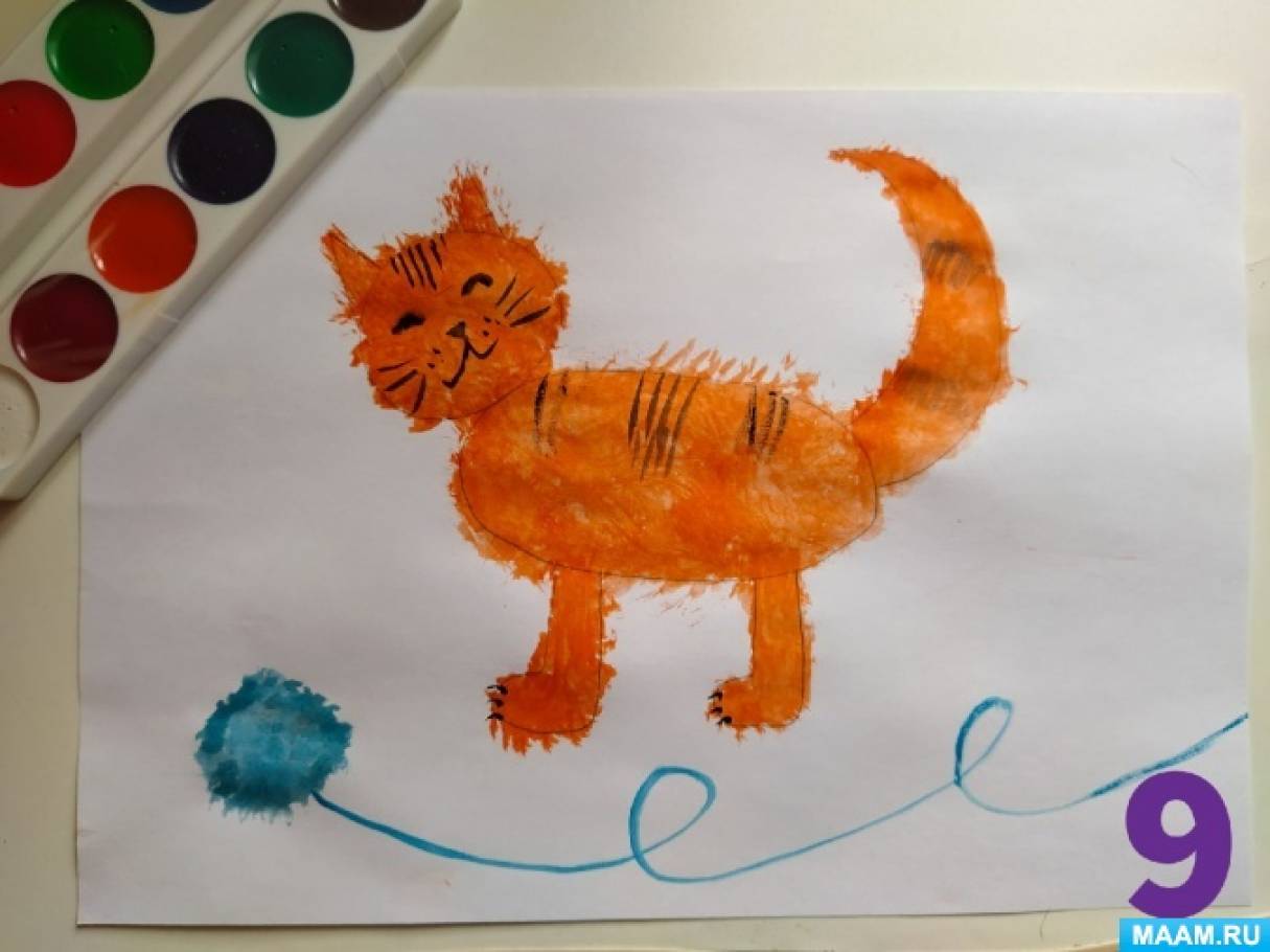 Кошка с шариками рисование средняя группа. Нетрадиционное рисование кота. Рисование тычком котенок. Рисование котенка в средней группе методом тычка. Рисование кота в старшей группе.