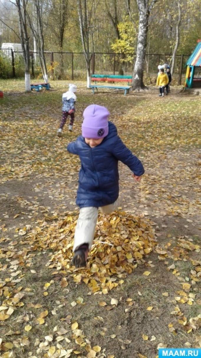 Игры с осенними листьями на прогулке (13 фото). Воспитателям детских садов,  школьным учителям и педагогам - Маам.ру