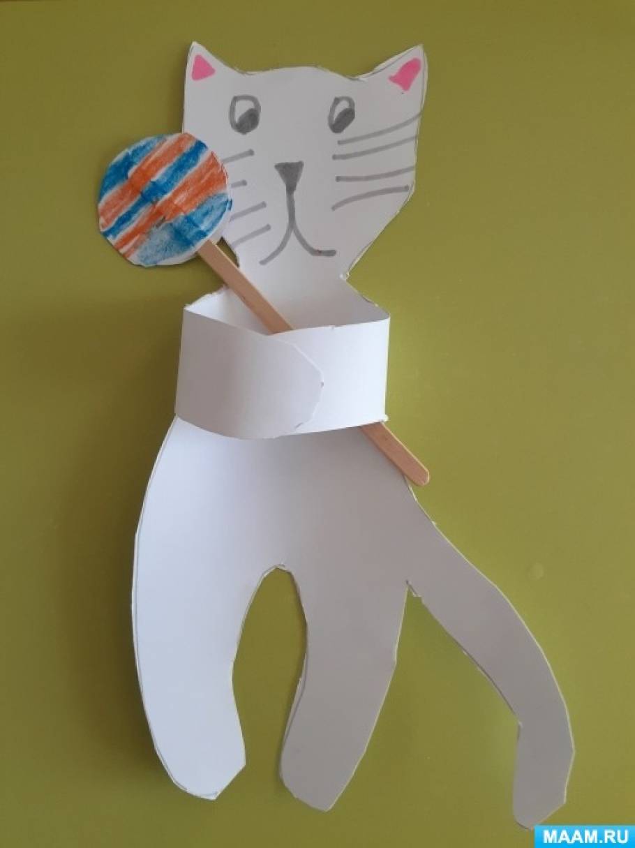 Поделка. Кот из картона и цветной бумаги своими руками пошагово с фото
