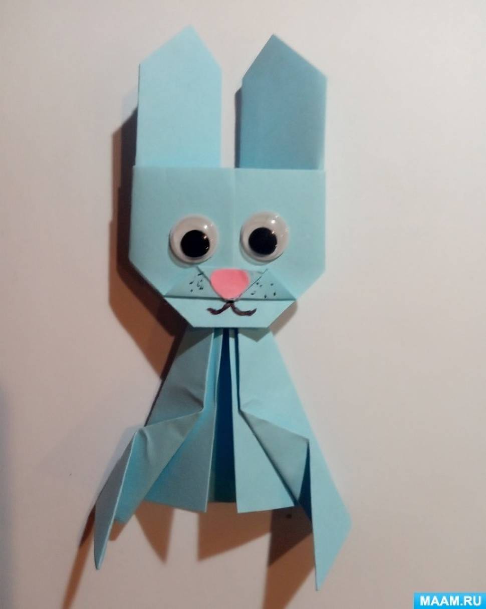 Заяц оригами из бумаги по шагам