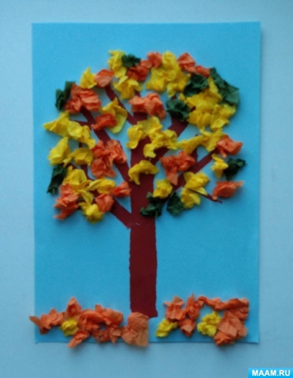 Объемная аппликация из цветной бумаги по теме Осень для детей 4-7 лет