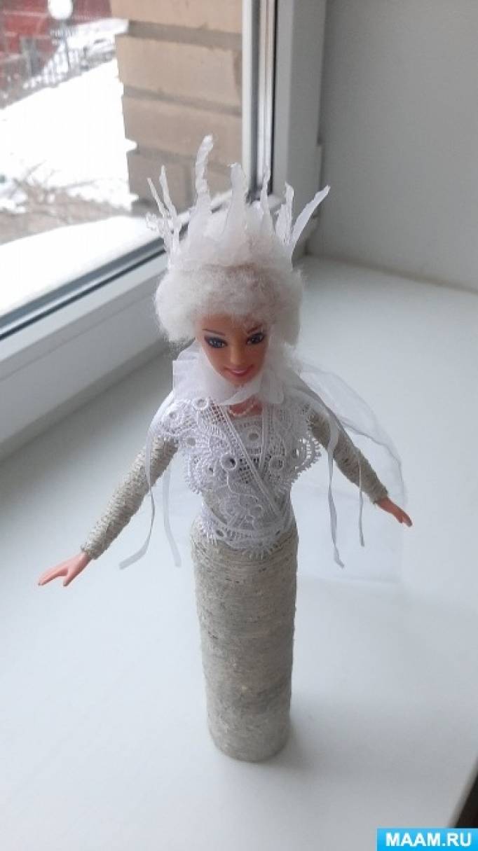 Холодное сердце Эльза Снежная Королева Платье для куклы своими руками DIY Легкий пластилин
