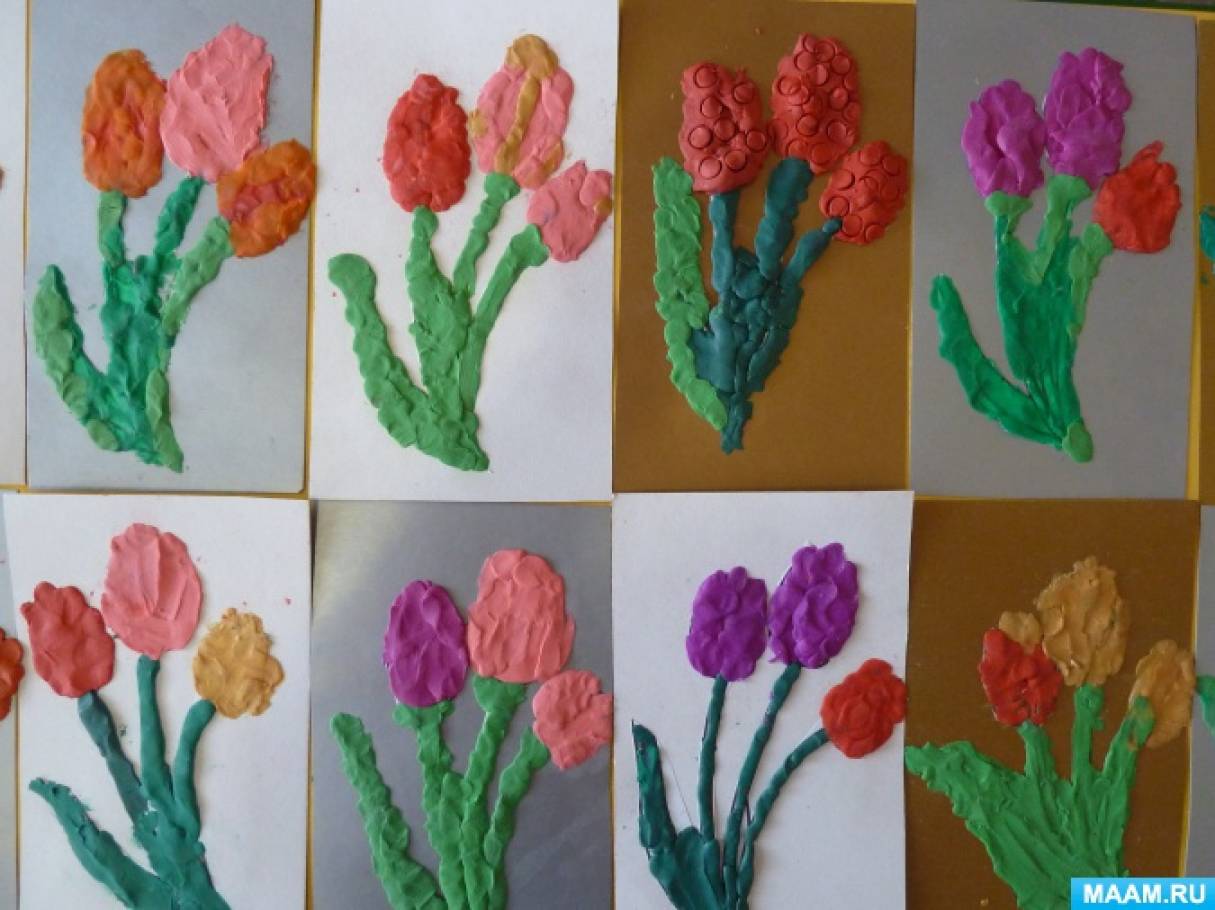Рисование весенние цветы старшая группа. Весенний букет пластилинография старшая группа. Пластилинография в средней группе букет тюльпанов. Пластилинография тюльпаны в старшей группе.