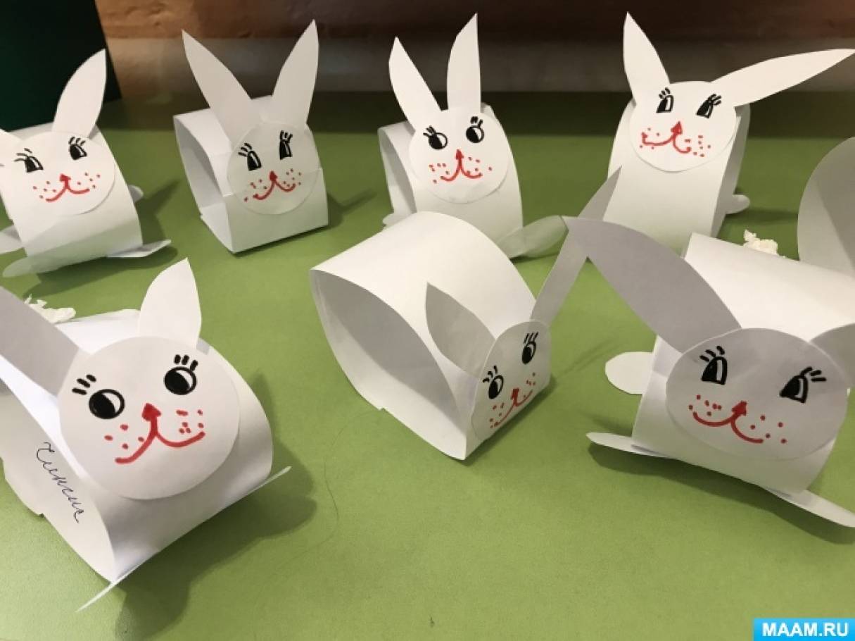 3D Зайчик из бумаги! Как сделать движущегося зайчика из бумаги. Поделки для детей.