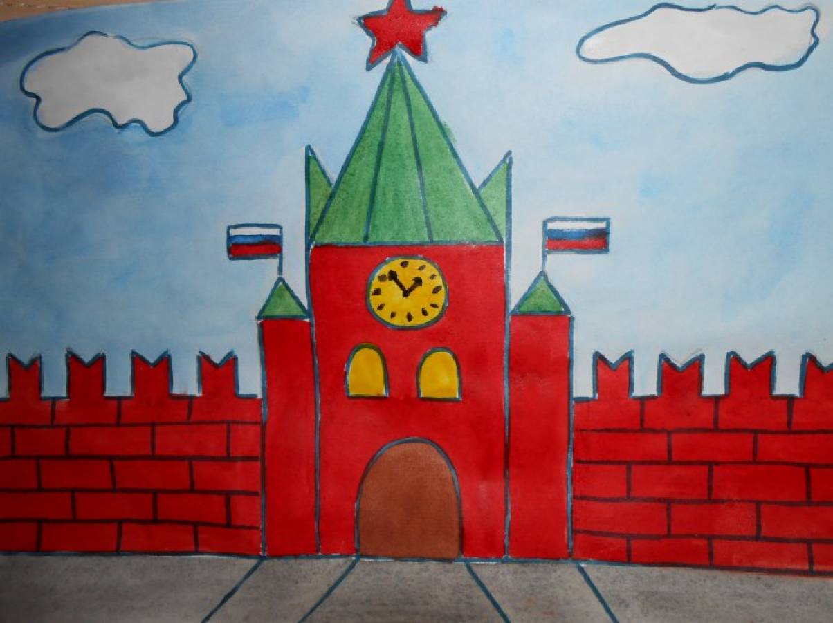 Кремль рисунок детский 1 класс