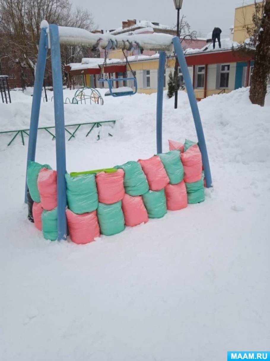 Оформление участка детского сада зимой