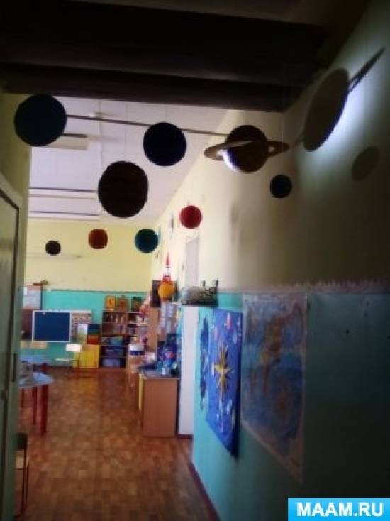 Космос оформление в детском саду стены