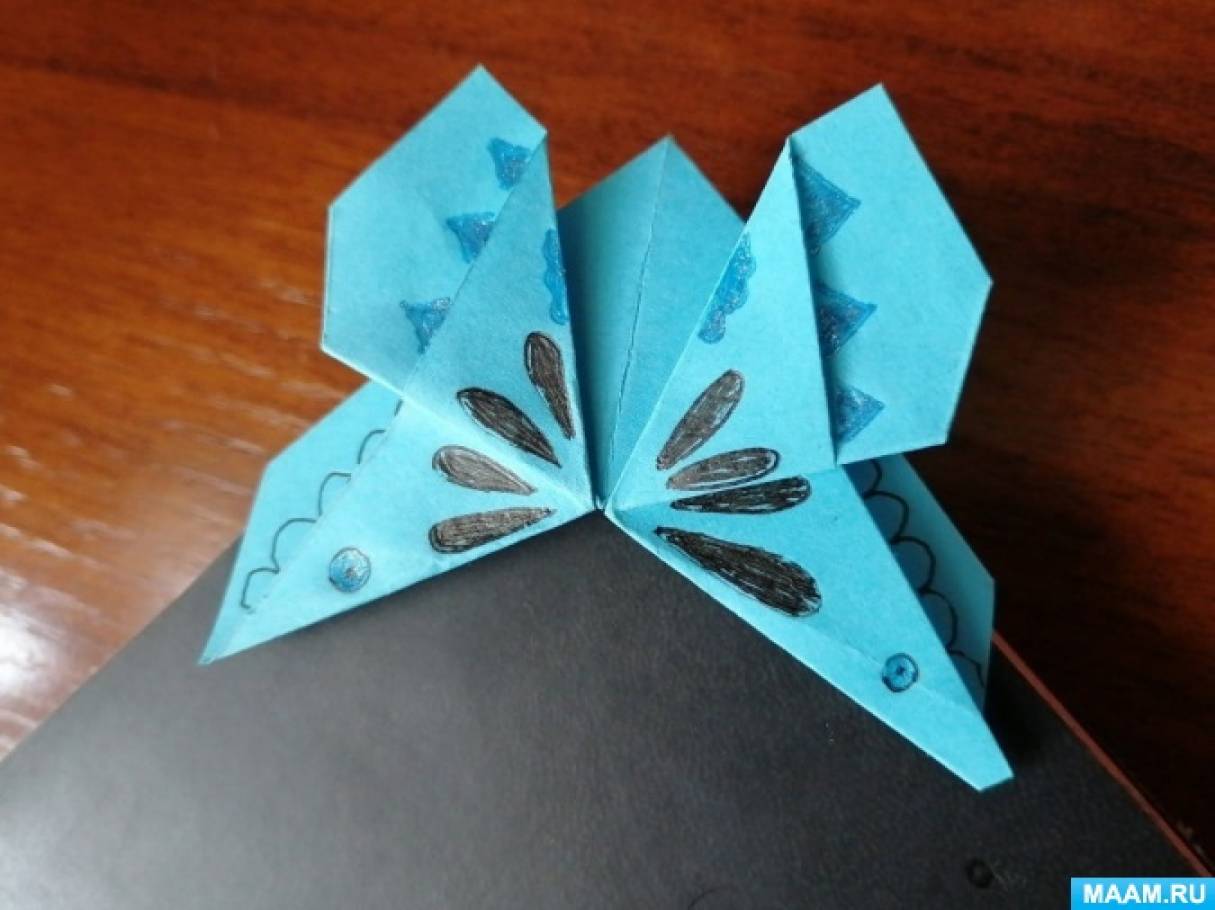 Бабочка из бумаги в технике оригами. Пошаговая инструкция