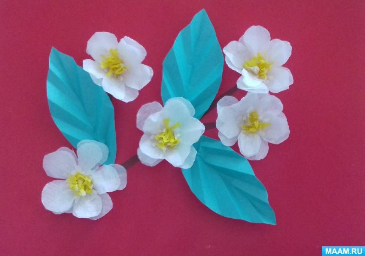 Цветы яблони из гофрированной бумаги: шаблоны цветка яблони для вырезания, оригами по шагам с фото