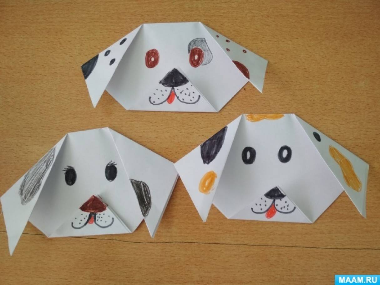 модульное оригами собачка (щенок, собака, dog) мастер класс для начинающих