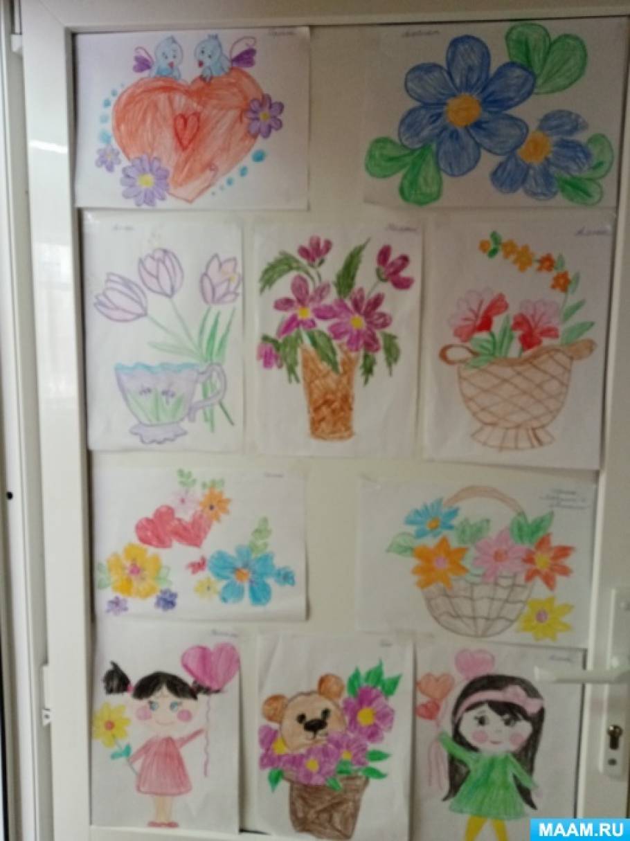 Цветы для мамы рисунок