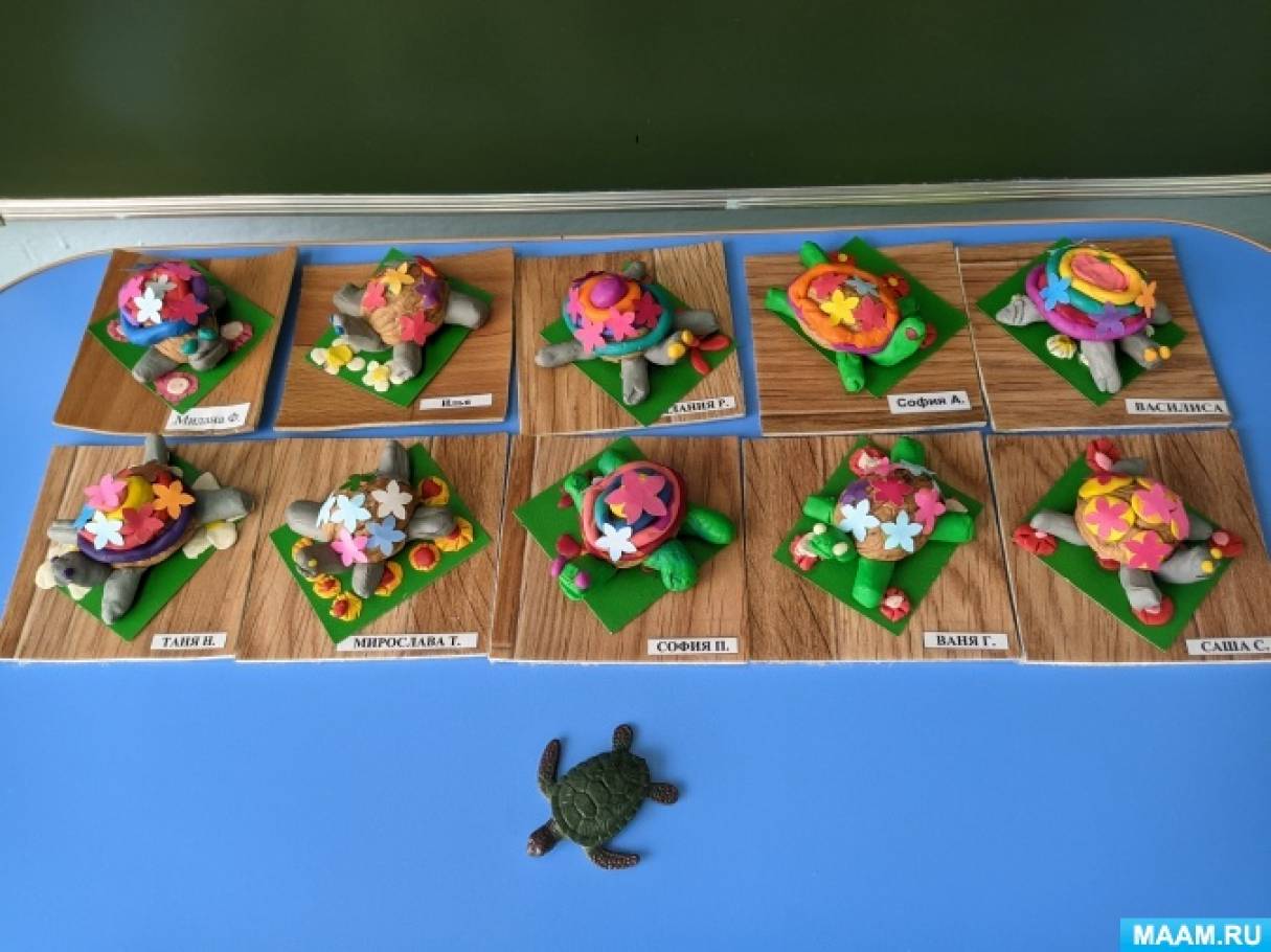 Мастер-класс по лепке черепахи из пластилина и морских камней