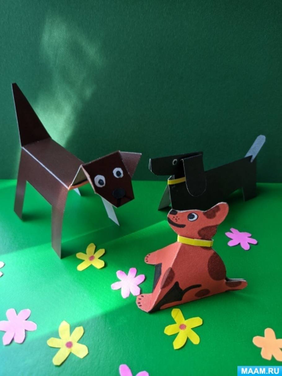 Оригами собака - как сделать из бумаги своими руками для детей +схема и видео