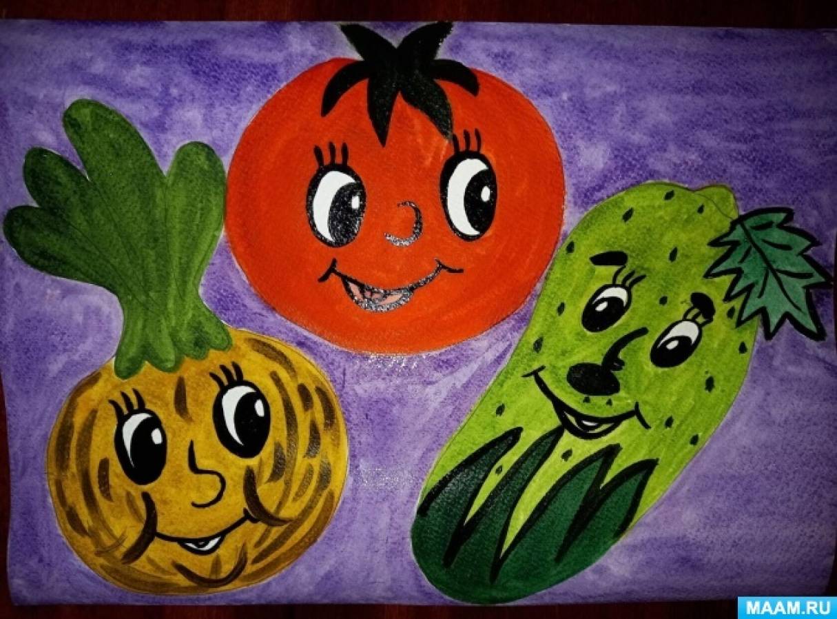 Раскраска - фрукты и овощи