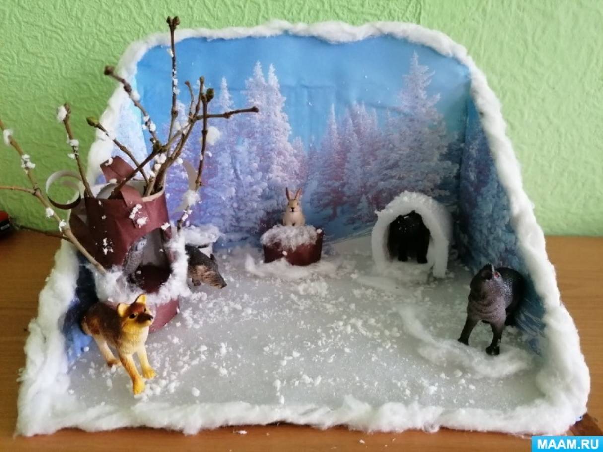 Зимний макет с домиками для детского сада своими руками. Пошаговая инструкция с фото