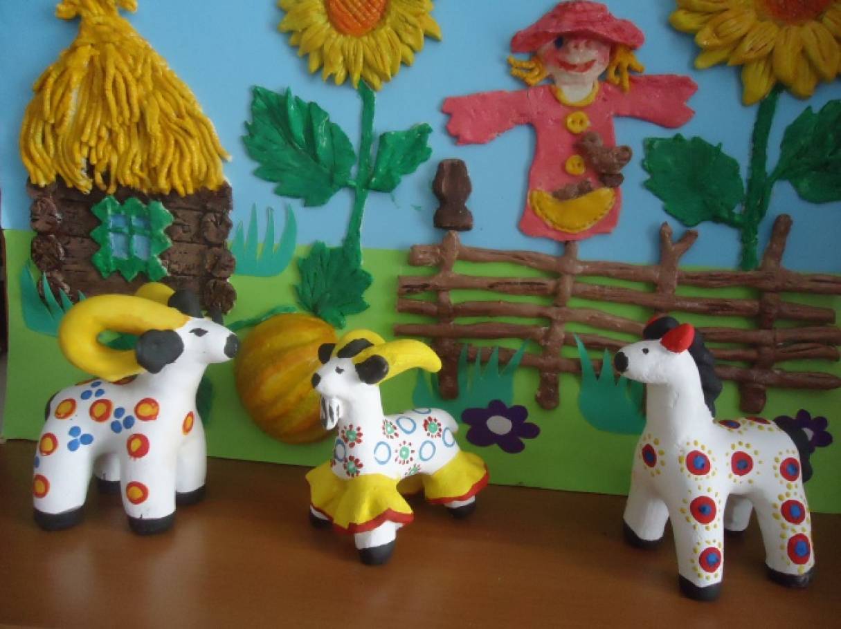 Филимоновские игрушки — конь, козёл и баран