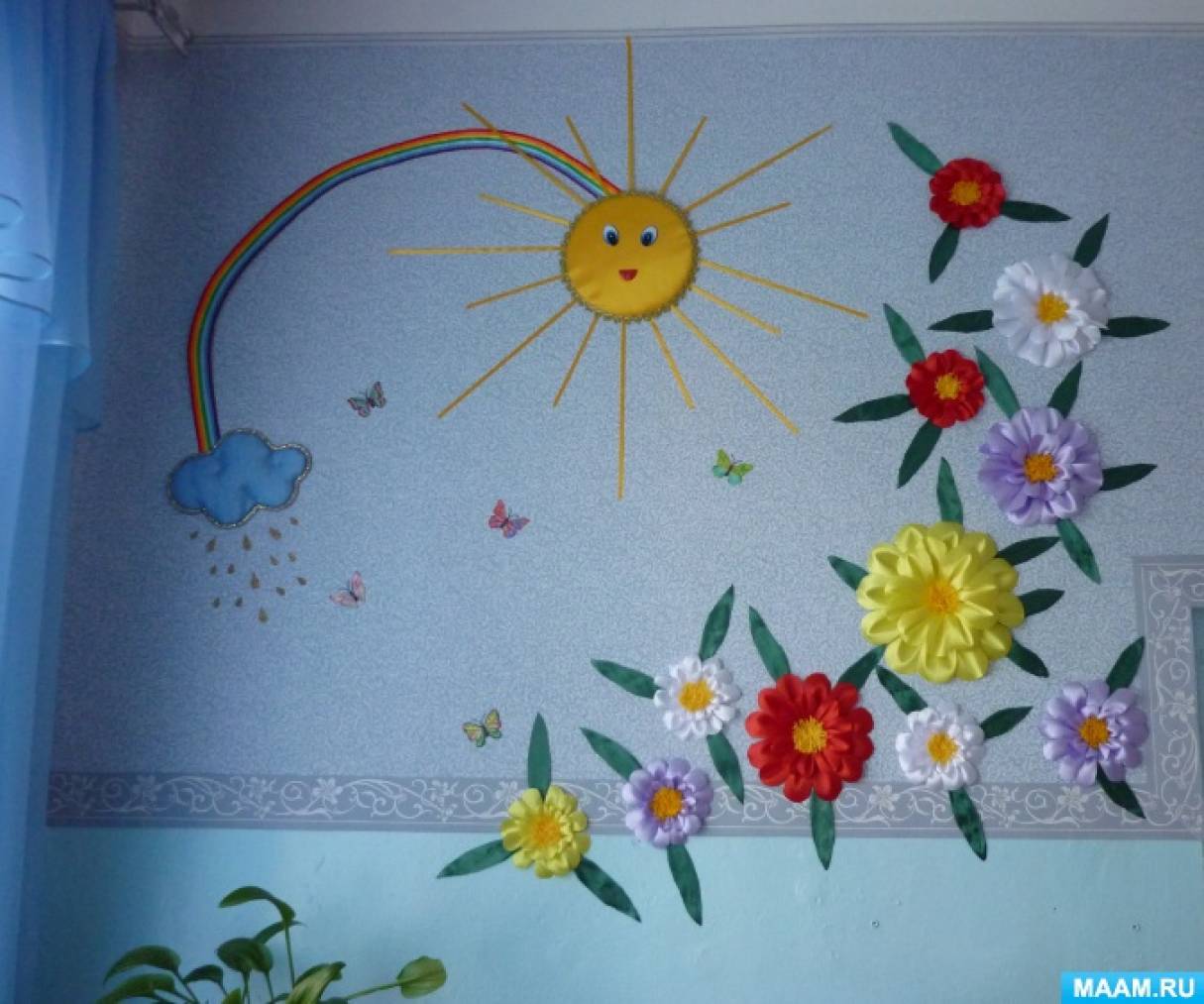 Картина «Летний день» из атласных лент | Творческие проекты и работы учащихся