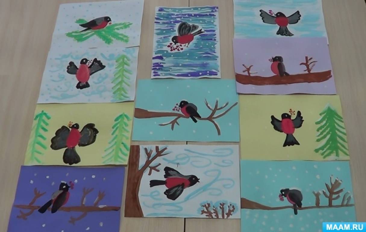 детский рисунок птицы изображений