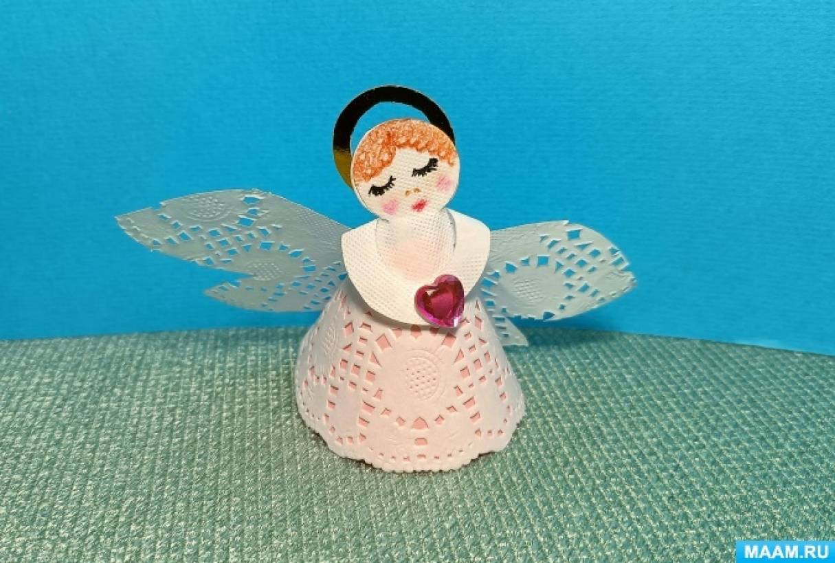Ангел Поделки для детского сада Мастер класс игрушка на елку ангел из салфетки